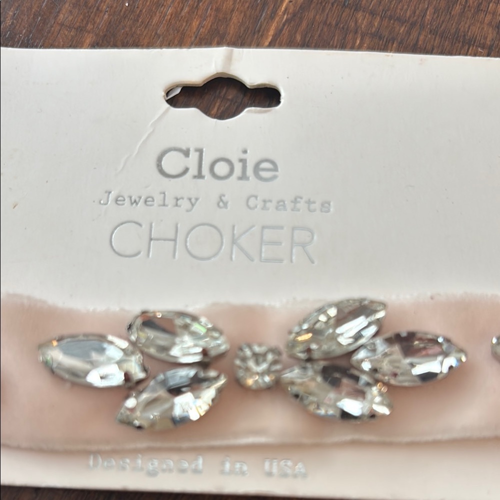 Silver Choker Necklace with Crystal Stones